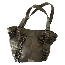 Nine West Purse Vintage Y2K Boho Ruffle Silver Gray Satchel Shoulder Bag Handbag - £23.15 GBP