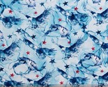 Cotton Bald Eagles Patriotic USA Stars Patriot Blue Fabric Print by Yard... - $15.95