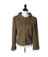 J. McLaughlin Blazer Women Size 10 Brown Tweed Boucle Woven Suit Jacket - $40.10
