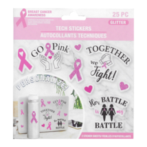 Breast Cancer Awareness Tech Stickers Pack (Set of 25) - Glitter - £7.64 GBP