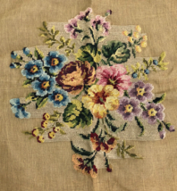 Hiawatha Heirloom English French Floral Preworked Needlepoint Canvas 23” - $93.32