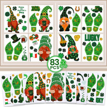 83 PCS St. Patrick&#39;S Day Window Clings Decorations - Saint Patty Shamrock Gnome - £7.52 GBP
