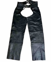 harley davidson womens motorcycle riding chaps S black leather lined buc... - £58.58 GBP