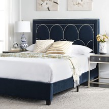 Full-Size Safavieh Home Solania Modern Navy Velvet Bed. - $651.98