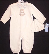NWT First Impressions Boy&#39;s 2 Pc Ivory Knit One Piece + Cap, 0-3M or 6-9M, $32 - £7.20 GBP