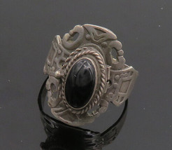 925 Sterling Silver - Vintage Black Onyx Cocktail Ring Sz 11.5 (OPENS) - RG19932 - £37.69 GBP