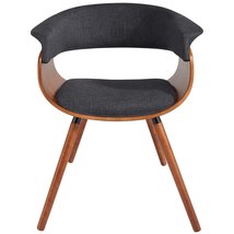 Mid-Century Charcoal Fabric and Walnut Bentwood Chair - Stylish and Sturdy Seati - £207.29 GBP