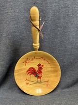 Vintage Mid Century Wooden Hanging  Handled Snack Bowl Weathervane Roost... - $8.91