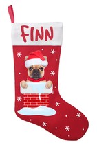 French Bulldog Christmas Stocking - Personalized French Bulldog Stocking - Red - £26.13 GBP