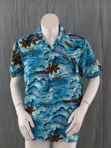 Vintage Hawaiian Aloha Shirt - Ocean Pattern with Neon Palm Trees - Men&#39;... - £39.17 GBP