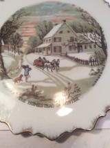 Currier and Ives The Old Homestead In Winter Collector Wall Plate Vintage - $18.09