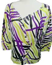 Westbound Women’s Large Top Snap Front 3/4 Sleeve Tunic Blouse Shirt 80s... - £5.20 GBP