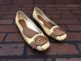 Cole Haan Flats Patent Leather Light Yellow With Brown Size 6 - £14.66 GBP