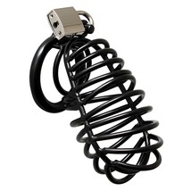 Black Metal Male Chastity Device With Padlock with Free Shipping - $153.34