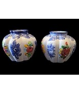 Vintage Pair of Vestal Alcobaca Hand Painted Small Vases Made In Portuga... - $57.99 CAD