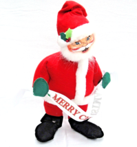 Annalee Dolls Standing 13&quot; Tall Santa Holding Merry Christmas Banner 2006 - £14.35 GBP