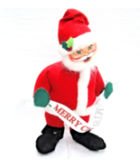 Annalee Dolls Standing 13&quot; Tall Santa Holding Merry Christmas Banner 2006 - £14.82 GBP
