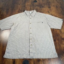 The North Face Mens Medium Khaki Button Up Short Sleeve Zip Pocket Shirt - $19.79