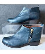 Eric Michael London Navy Blue Leather Booties Side Zip - Women&#39;s Size 39... - $880.74 MXN