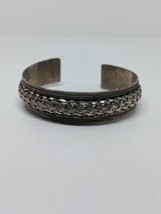 Vintage Sterling Silver 925 Southwestern Weave Design Cuff Bracelet 6.5&quot; - £56.00 GBP