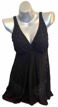 Swim Solutions Womens One Piece Swimsuit Dress Size 16 Black Lace Flyawa... - £50.26 GBP