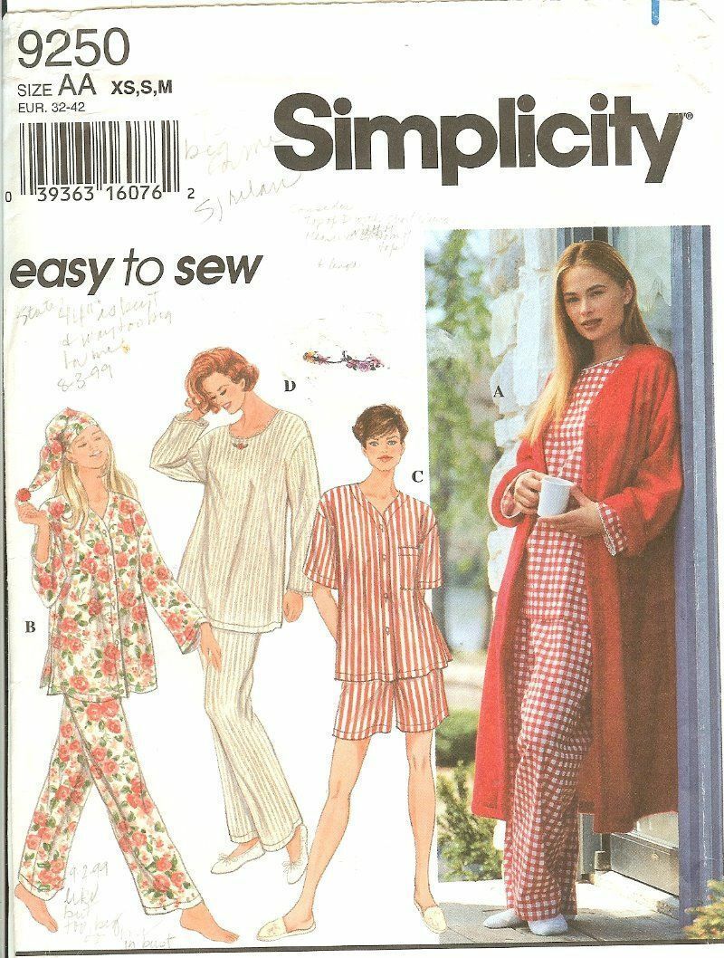 Primary image for Simplicity 9250 Misses Sleepwear Nightwear Pajamas Robe Easy XS,S,M UNCUT FF