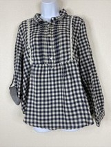 Altar&#39;d State Womens Size M Blue Gingham Check Blouse Long Sleeve - £7.86 GBP