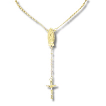 Rosary Necklace 14k Gold Plated Men Women Religious 24&quot; Men Women Chain - £9.74 GBP