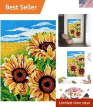 Colorful DIY Latch Hook Rug Kit - Fun Craft for Adults &amp; Kids | Sunflowe... - $40.50