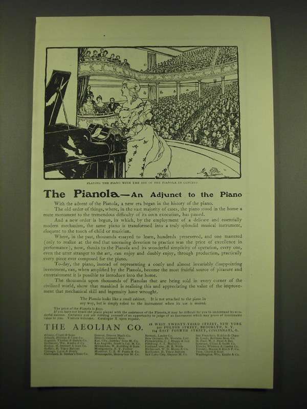 1902 The Aeolian Pianola Piano Ad - The Pianola - an Adjunct to the Piano - £14.61 GBP
