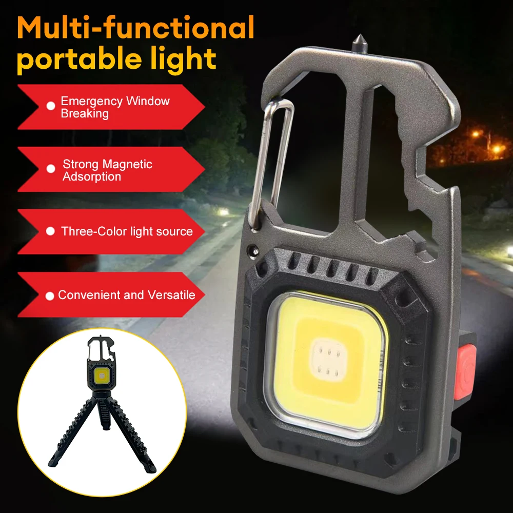 Mini Portable COB Flashlight Keychain Multi-functional Work Light Built-in - £11.58 GBP+