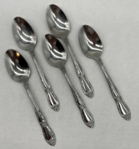 Oneida Silver Wm A. Rogers Fenway Teaspoon Lot of 5 Spoons Stainless 6" - $7.59