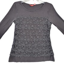 Elle Shirt Size S Black Stretch Preppy Lace 3/4 Sleeves Scoop Neck Womens Size S - $8.10