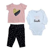 NEW Carter&#39;s Baby Girl size 9 months 3 pc outfit set heart love &quot;made yo... - £7.00 GBP