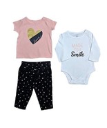 NEW Carter&#39;s Baby Girl size 9 months 3 pc outfit set heart love &quot;made yo... - £7.03 GBP