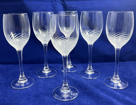 Cristal d&#39;Arques SPIRALE MATE Cut Crystal 6 1/2” Cordial  Glasses ~ Lot-6 - $55.05