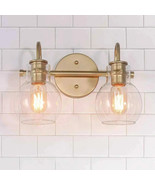 LNC 13 in. W 2-Light Modern Powder Room Wall Light with Clear Glass (A04... - $88.06 CAD