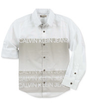 Calvin Klein Big Kid Boys Logo Shirt,White,Large - $30.95