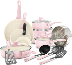 16 Piece Nonstick Cookware Set, Soft Grip Non-Toxic Pfas-Free Ceramic Po... - $101.37