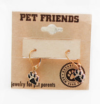 Pet Friends Jewelry Gold Plated Pave Paw Drop Earring - £6.24 GBP