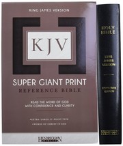 KJV Super Giant Print Reference Bible (Imitation Leather, Black, Red Let... - £31.46 GBP