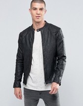 Hidesoulsstudio Men Black Handmade Real Leather Jacket for Men #44 - $119.99