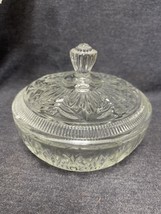 Vintage Avon Clear Cut Glass Candy Dish with Lid 6 x 4, nuts, mints trinket dish - £7.78 GBP