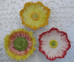 Set/3 Tozai Flower Mini Plates Dishes Butter Pats Hand Painted Ceramic Serving - £15.75 GBP