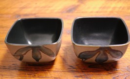 Pair of Glazed Square Asian Style Floral Porcelain Contemporary Salad So... - $24.99