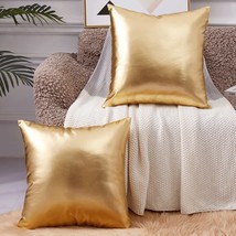 Pack Of 2,Gold Pillow Covers 18X18,Decorative Throw Pillow Covers Modern Metalli - £31.71 GBP