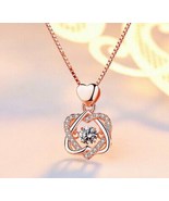 Rose Gold Heart Pendant 925 Sterling Silver Chain Necklace Women’s cryst... - £12.57 GBP