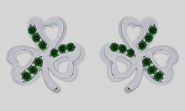 0.50Ct Round Cut Simulated Emerald Shamrock Stud Earrings 14K White Gold Plated - £44.97 GBP