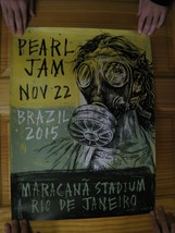 Pearl Jam Poster WWII Gas Mask “Rio de Janeiro” Concert November 22 2015... - $265.21