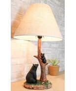 Rustic Black Mother Bear Watching Over Cub Climbing On Tree Trunk Table ... - €92,82 EUR